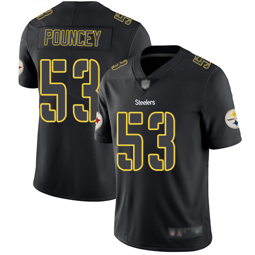Men Pittsburgh Steelers Football #53 Limited Black Maurkice Pouncey Rush Impact Nike NFL Jersey->youth nfl jersey->Youth Jersey